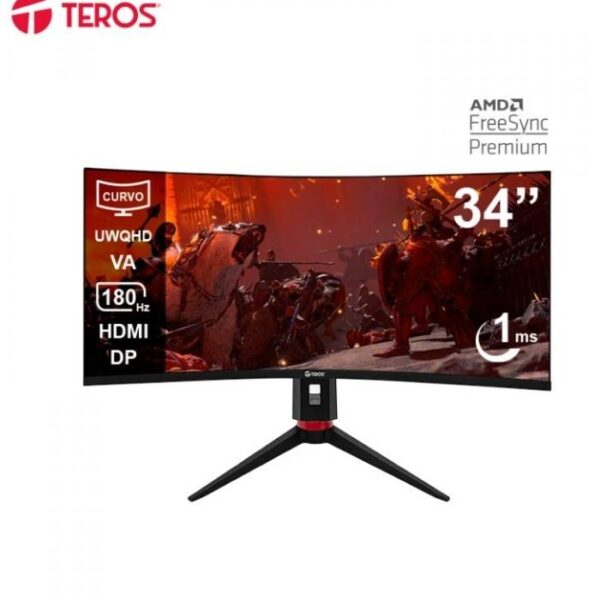 Monitor Curvo Gamer Teros TE-3412G 34" 180Hz 1ms UWQHD Panel VA