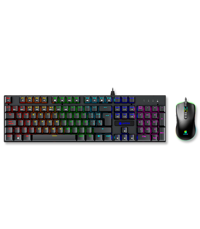Kit Gamer ANTRYX GC-3100 BLACK con teclado mecánico y mouse gamer USB RGB