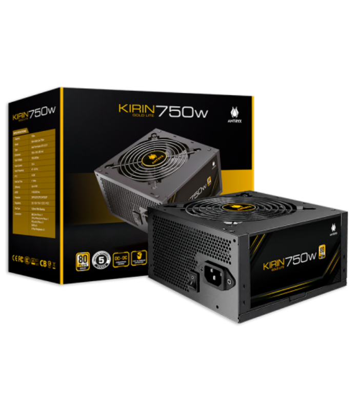 Fuente de Poder Antryx Kirin Gold Lite 750W 80 Plus Gold