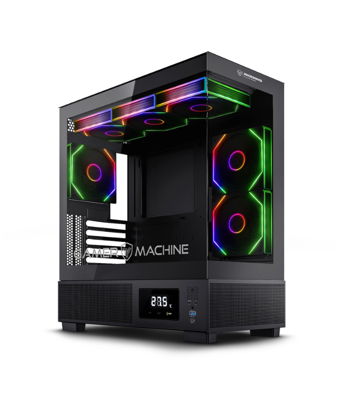 Case Micronics Vulkano Black MIC FC1001 con 6 ventiladores ARGB y display térmico